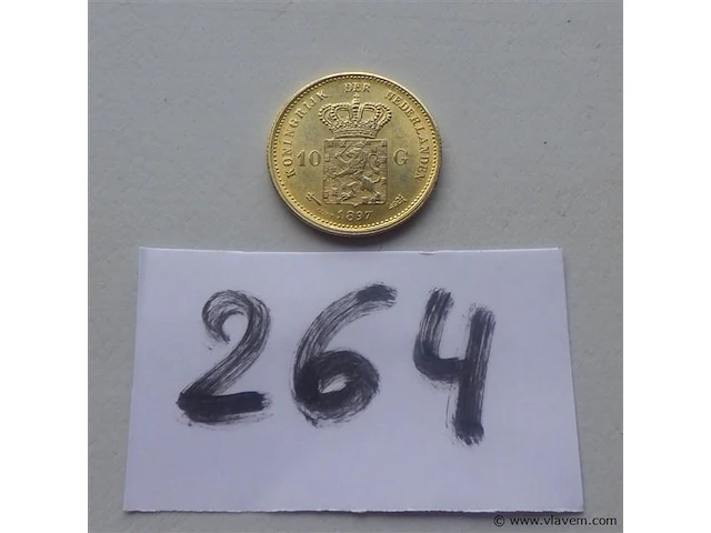 10 gulden nederland 1897 (verguld) - afbeelding 1 van  3