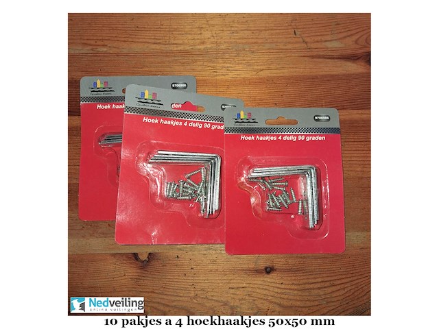 10 pakes à 4 stuks hoekhaakjes 50x50 mm (doos-q) - afbeelding 3 van  3