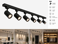10 x 1-fase railverlichting set – 2 meter – zwart – inclusief 6 x gu10 railspots - afbeelding 1 van  5