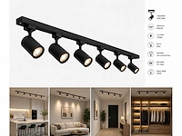 10 x 1-fase railverlichting set – 2 meter – zwart – inclusief 6 x gu10 railspots