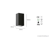 10 x buiten wandlamp – gu10 – rechthoek – dubbele lichtuitgang – ip65 – zwart - afbeelding 4 van  4