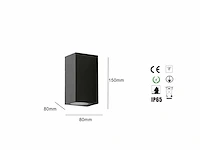 10 x buiten wandlamp – gu10 – rechthoek – dubbele lichtuitgang – ip65 – zwart - afbeelding 11 van  12