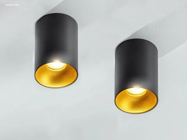 10 x gt tube plafond spot zwart/goud - afbeelding 1 van  8