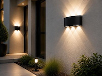 10 x led buiten wandlamp – 6w – 4200k neutraal wit - zwart – ip65 – proton-6 - afbeelding 1 van  5