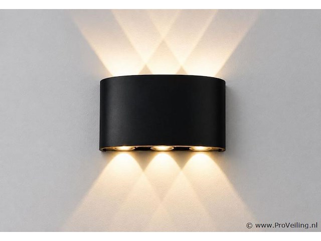 10 x led buiten wandlamp – 6w – 4200k neutraal wit - zwart – ip65 – proton-6 - afbeelding 3 van  5