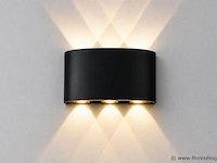 10 x led buiten wandlamp – 6w – 4200k neutraal wit - zwart – ip65 – proton-6 - afbeelding 3 van  5