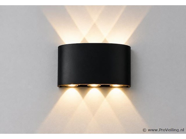 10 x led buiten wandlamp – 6w – 4200k neutraal wit - zwart – ip65 – proton-6 - afbeelding 3 van  5
