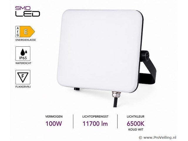 10 x led frameless floodlight 100w – 6400k koud wit – ip66 – pegasus-100 - afbeelding 2 van  5