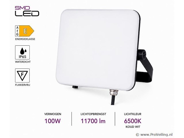 10 x led frameless floodlight 100w – 6400k koud wit – ip66 – pegasus-100 - afbeelding 2 van  5