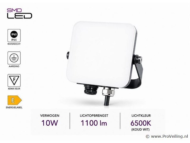 10 x led frameless floodlight 10w – 6400k koud wit – ip66 – pegasus-10 - afbeelding 2 van  5