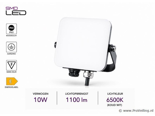 10 x led frameless floodlight 10w – 6400k koud wit – ip66 – pegasus-10 - afbeelding 2 van  5