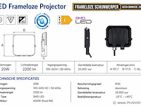 10 x led frameless floodlight 20w – 6400k koud wit – ip66 – pegasus-20 - afbeelding 4 van  5