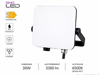 10 x led frameless floodlight 30w – 6400k koud wit – ip66 – pegasus-30 - afbeelding 2 van  5
