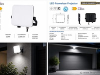 10 x led frameless floodlight 30w – 6400k koud wit – ip66 – pegasus-30 - afbeelding 5 van  5