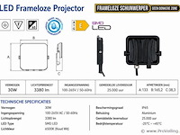10 x led frameless floodlight 30w – 6400k koud wit – ip66 – pegasus-30 - afbeelding 4 van  5