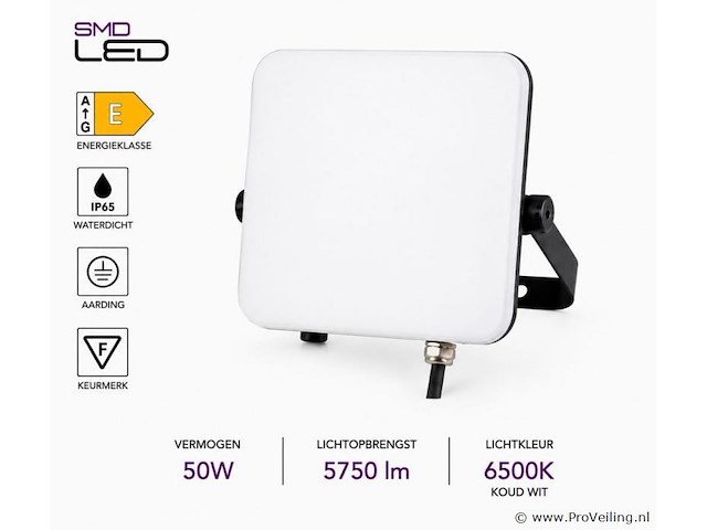 10 x led frameless floodlight 50w – 6400k koud wit – ip66 – pegasus-50 - afbeelding 2 van  5