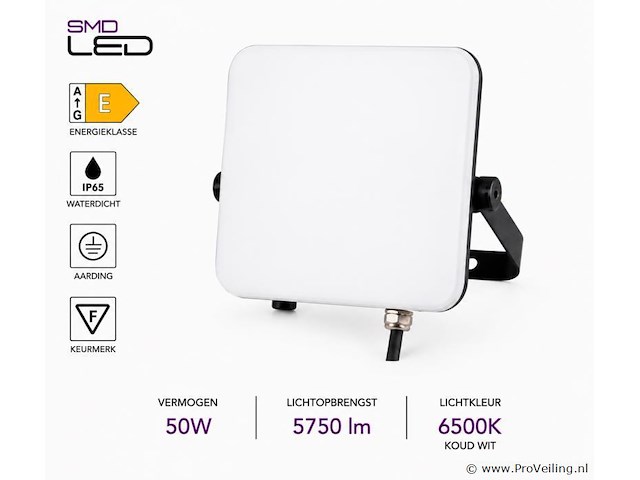 10 x led frameless floodlight 50w – 6400k koud wit – ip66 – pegasus-50 - afbeelding 2 van  5