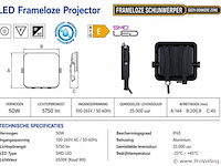 10 x led frameless floodlight 50w – 6400k koud wit – ip66 – pegasus-50 - afbeelding 4 van  5