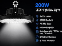 10 x led highbay ufo pro 200w – instelbaar 60% / 80% / 100% – 6500k – web-200 - afbeelding 1 van  6