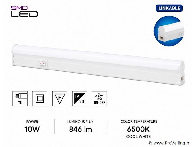 10 x led onderbouw lamp 10w – 6400k koud wit - wit – 90cm – ip20 – sigma-10 - afbeelding 1 van  5