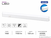 10 x led onderbouw lamp 14w – 6400k koud wit - wit – 120cm – ip20 – sigma-14 - afbeelding 1 van  5