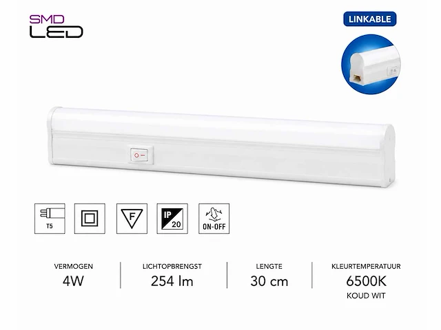 10 x led onderbouw lamp 4w – 6400k koud wit - wit – 30cm – ip20 – sigma-4 - afbeelding 1 van  5