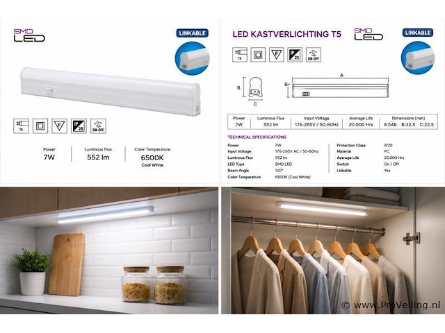 10 x led onderbouw lamp 7w – 6400k koud wit - wit – 60cm – ip20 – sigma-7 - afbeelding 5 van  5