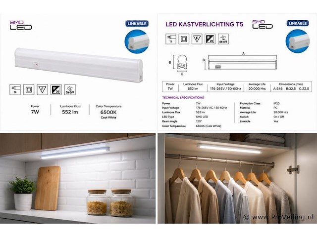 10 x led onderbouw lamp 7w – 6400k koud wit - wit – 60cm – ip20 – sigma-7 - afbeelding 5 van  5