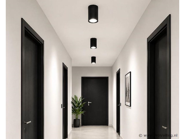 10 x led opbouw spot 5w – 4200k neutraal wit - zwart – ip20 – sandra-5/xl - afbeelding 1 van  5