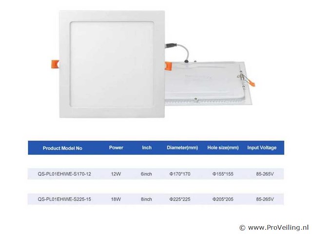 10 x led paneel – vierkant inbouw – 18w – 6500k koud wit – ip20 - afbeelding 4 van  4