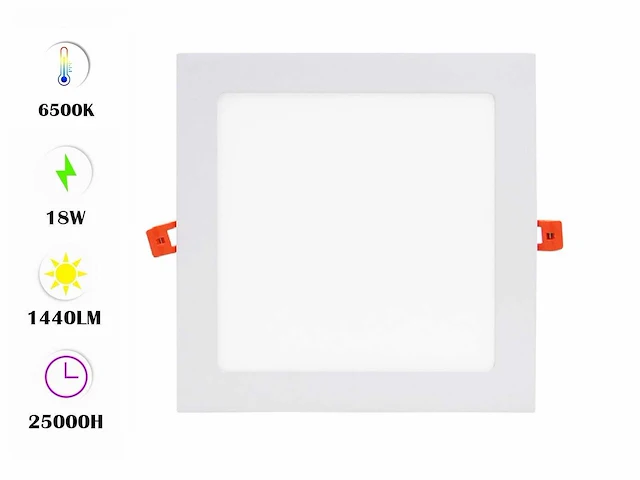 10 x led paneel – vierkant inbouw – 18w – 6500k koud wit – ip20 - afbeelding 1 van  4