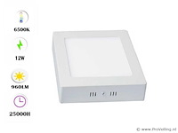 10 x led paneel – vierkant opbouw – 12w – 6500k koud wit – ip20 - afbeelding 1 van  4