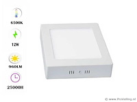 10 x led paneel – vierkant opbouw – 12w – 6500k koud wit – ip20 - afbeelding 1 van  4