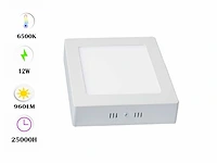 10 x led paneel – vierkant opbouw – 12w – 6500k koud wit – ip20