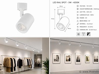 10 x led rail spot 5w – 4200k neutraal wit - wit – ip20 – arizona-5 - afbeelding 5 van  5