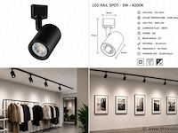 10 x led rail spot 5w – 4200k neutraal wit - zwart – ip20 – arizona-5 - afbeelding 5 van  5