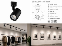 10 x led rail spot 5w – 4200k neutraal wit - zwart – ip20 – arizona-5 - afbeelding 5 van  5