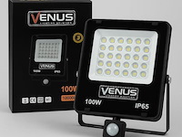 10 x led schijnwerper 100w met bewegingssensor – 4000k neutraal wit – ip65 – flag-100 - afbeelding 2 van  5
