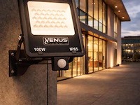 10 x led schijnwerper 100w met bewegingssensor – 4000k neutraal wit – ip65 – flag-100 - afbeelding 1 van  5