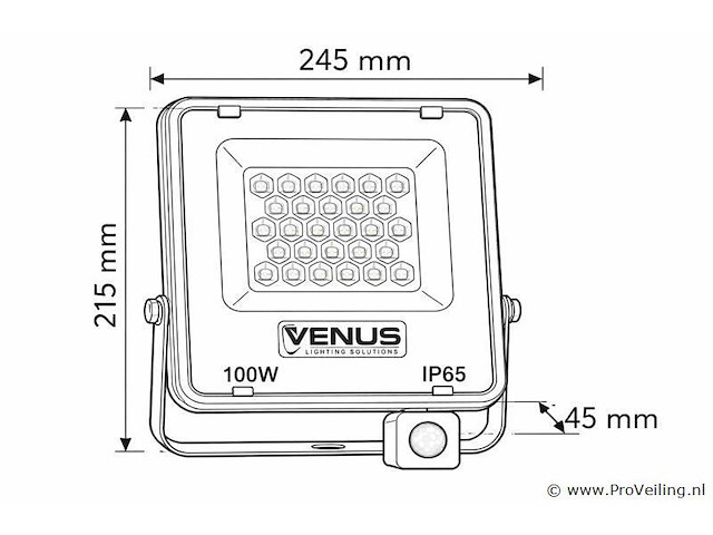 10 x led schijnwerper 100w met bewegingssensor – 6500k koud wit – ip65 – flag-100 - afbeelding 4 van  5