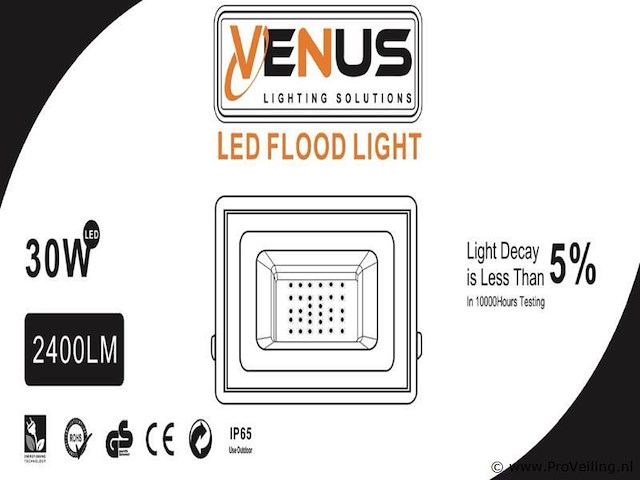 10 x led schijnwerper 30w – 6500k koud wit – ip65 – aslan-30 - afbeelding 3 van  4