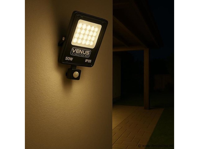 10 x led schijnwerper 50w met bewegingssensor – 4000k neutraal wit – ip65 – flag-50 - afbeelding 1 van  5