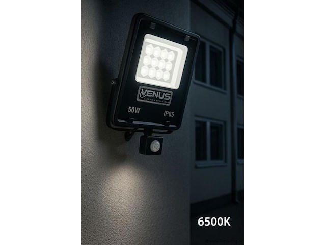 10 x led schijnwerper 50w met bewegingssensor – 6500k koud wit – ip65 – flag-50 - afbeelding 1 van  5