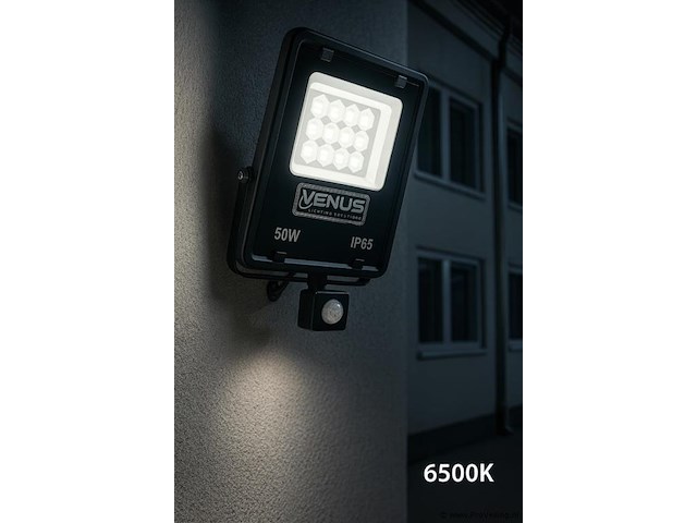 10 x led schijnwerper 50w met bewegingssensor – 6500k koud wit – ip65 – flag-50 - afbeelding 1 van  5