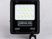 10 x led schijnwerper 50w met bewegingssensor – 6500k koud wit – ip65 – flag-50 - afbeelding 2 van  5