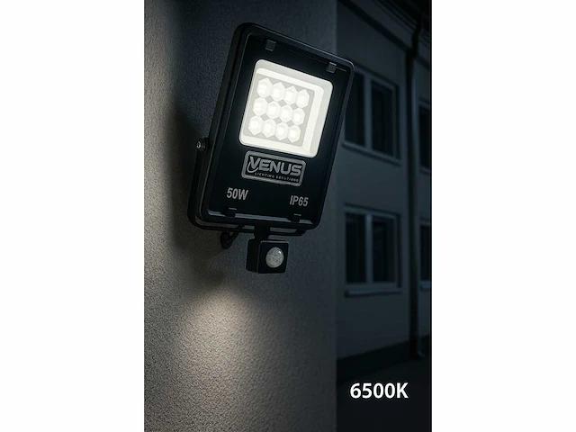 10 x led schijnwerper 50w met bewegingssensor – 6500k koud wit – ip65 – flag-50 - afbeelding 1 van  5
