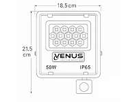 10 x led schijnwerper 50w met bewegingssensor – 6500k koud wit – ip65 – flag-50 - afbeelding 4 van  5