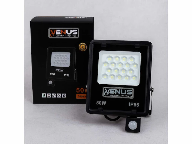 10 x led schijnwerper 50w met bewegingssensor – 6500k koud wit – ip65 – flag-50 - afbeelding 5 van  5