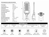 10 x led straatlamp 30w – 6400k koud wit - grijs – ip65 – florida-30 - afbeelding 4 van  5