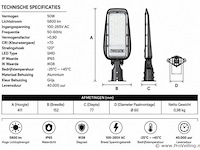 10 x led straatlamp 50w – 6400k koud wit - grijs – ip65 – florida-50 - afbeelding 4 van  5